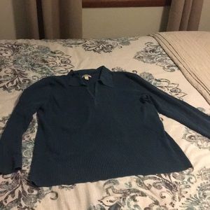 Teal long sleeve sweater with collar